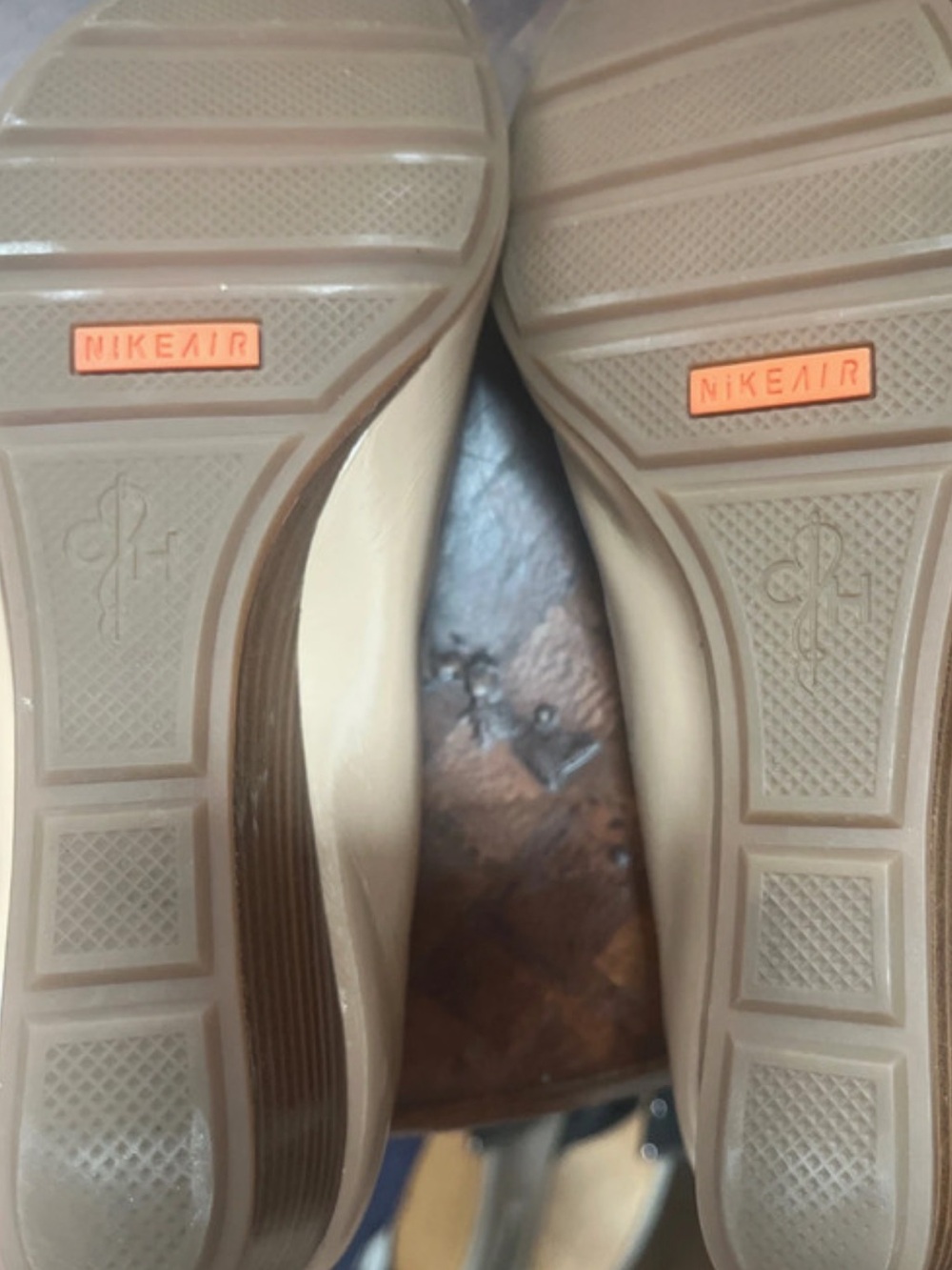 Cole Haan Nude Patent Peep-Toe Wedges with Nike Air Cushioning